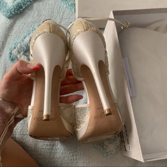 Jimmy Choo Ivory Lace Fayme Wedding Heel 38 - Picture 7 of 11